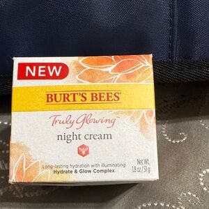 Burt's Bees Truly Glowing Night Cream with Orange and Red Accents